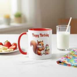 Taza Cumpleaños Ardillita con Torta Mok