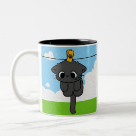 Taza. Cute cat. Clothesline Tweekleurige Koffiemok