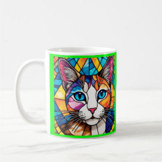 Taza de café blanca diseño de gato koffiemok