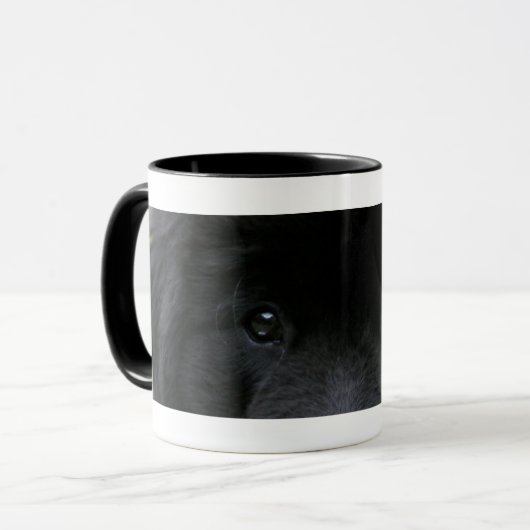 Taza de café con ojos de perro negro mok (Voorkant links)