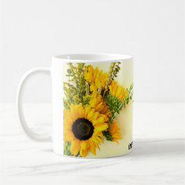 Taza de cafe diseño girasol y frace motivadora  koffiemok