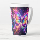 Taza de Café Latte con Diseño de Mariposa Colorida Latte Mok (Rechterhoek)