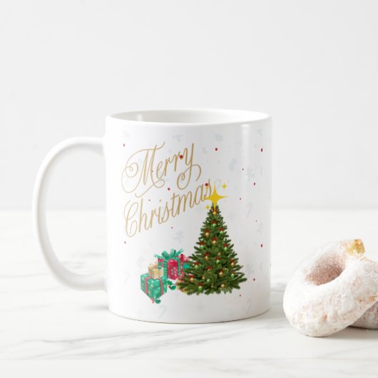 Taza de cafe navideña con Arbol y reaglos Koffiemok (Met donut)