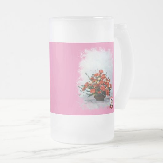 Taza de Cristal Esmerilado Bodegón de flores Matglas Bierpul (Voorkant rechts)