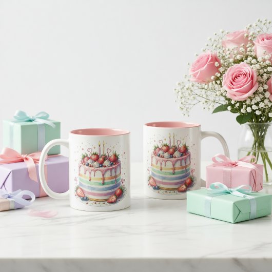 Taza de cumpleaños  tweekleurige koffiemok