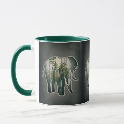 Taza de Elefantes en el bosque. Naturaleza. Mok (Links)