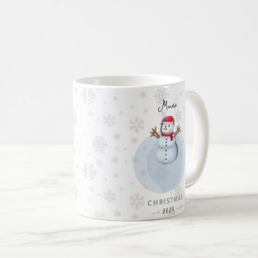 Taza de muñeco de nieve de Navidad personalizada Koffiemok (Voorkant rechts)