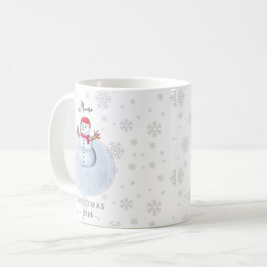 Taza de muñeco de nieve de Navidad personalizada Koffiemok (Voorkant links)