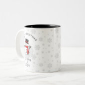 Taza de muñeco de nieve navideño personalizada tweekleurige koffiemok (Voorkant links)