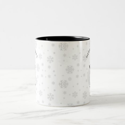 Taza de muñeco de nieve navideño personalizada tweekleurige koffiemok (Center)