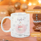 Taza de muñeco de nieve navideño personalizada tweekleurige koffiemok