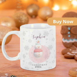 Taza de muñeco de nieve navideño personalizada tweekleurige koffiemok