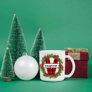 "Taza de navidad personalizada con letra V" Coff Koffiemok