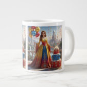 Taza de Princesa – Diseño de Cumpleaños con Pastel Grote Koffiekop (Voorkant rechts)