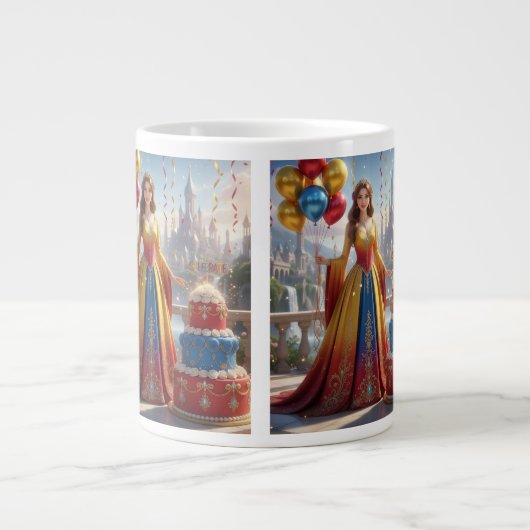 Taza de Princesa – Diseño de Cumpleaños con Pastel Grote Koffiekop (Voorkant)