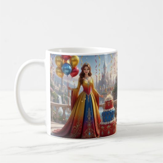 Taza de Princesa – Diseño de Cumpleaños con Pastel Koffiemok (Links)