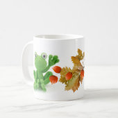 Taza de una rana muy verde de crochet koffiemok (Voorkant links)