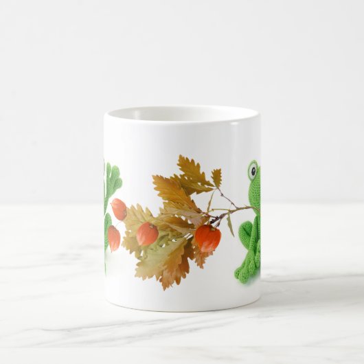 Taza de una rana muy verde de crochet koffiemok (Center)