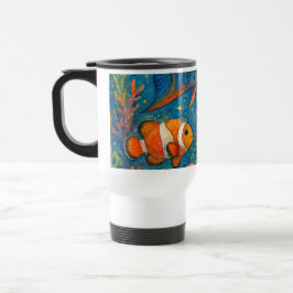 Taza de viaje pez con brillos y flores reisbeker