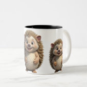 taza erizos divertida tweekleurige koffiemok (Voorkant rechts)