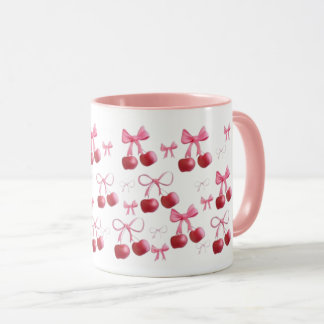 Taza estética de cerezas y lazos  mok