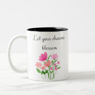 Taza flores mug motivacional tweekleurige koffiemok