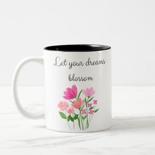 Taza flores mug motivacional tweekleurige koffiemok (Links)
