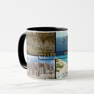 taza fotomontaje de Mallorca - Majorca en negro Mok