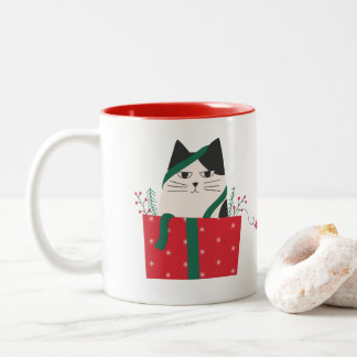 Taza Gato Merry Christmas Tweekleurige Koffiemok