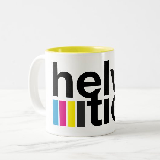 Taza Helvetica Tweekleurige Koffiemok (Voorkant links)