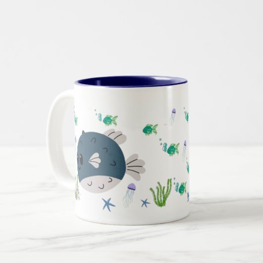 Taza Infantil con Diseño de Ballena y Peces Tweekleurige Koffiemok (Voorkant links)