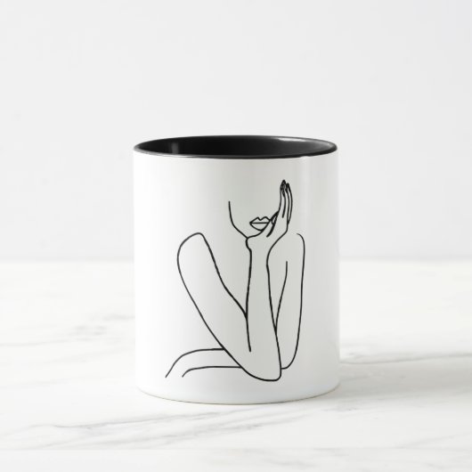 Taza Line Art Mujer – Minimalismo  Mok (Midden)