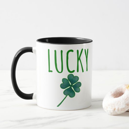 Taza Lucky Clover St Patricks Day Mok (Met donut)