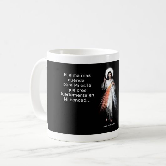 Taza mensaje de Jesus misericordioso Koffiemok (Voorkant links)