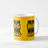 Taza motivacional "DREAM BIG, WORK HARD" Koffiemok (Voorkant rechts)