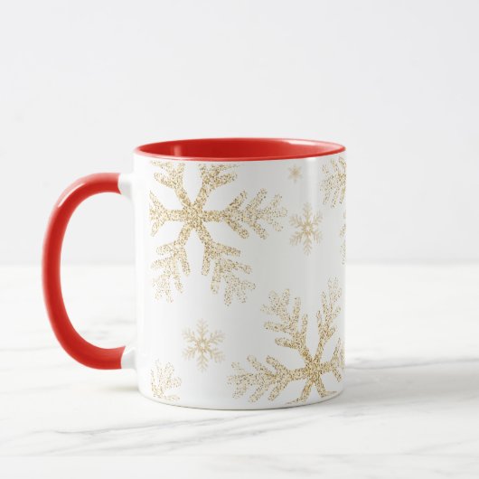 Taza Navideña con Copos de Nieve Dorados elegantes Mok (Links)