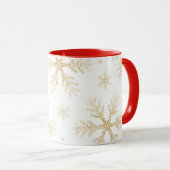 Taza Navideña con Copos de Nieve Dorados elegantes Mok (Voorkant rechts)