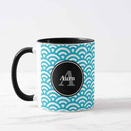 Taza Olas azules - Nombre personalizado Mok (Links)