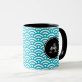 Taza Olas azules - Nombre personalizado Mok (Voorkant rechts)