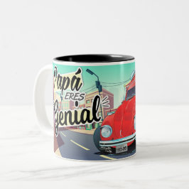 Taza Papá Eres Genial Vocho – Tweekleurige Koffiemok