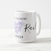 Taza Personalizada de Boda en Tonos Lilas Koffiemok (Voorkant rechts)
