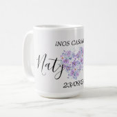 Taza Personalizada de Boda en Tonos Lilas Koffiemok (Voorkant links)