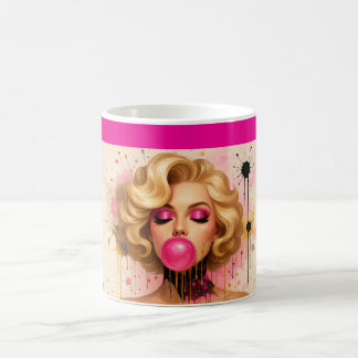 Taza Pop Art Glam con Mujer Rubia y Chicle Koffiemok