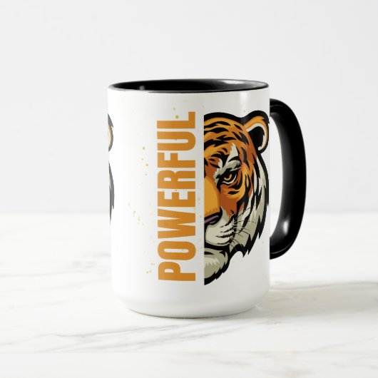 Taza Tigre Powerful con asa e interior en negro Mok (Voorkant rechts)