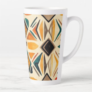 Tazas Aztec Vibes – Geometric Watercolor Mosaic Latte Mok