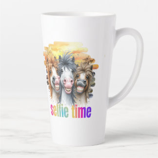 Tazas horse meme – funny horses on a selfie latte mok