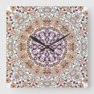 Tazhib decorado del arte persa, mandala persa vierkante klok