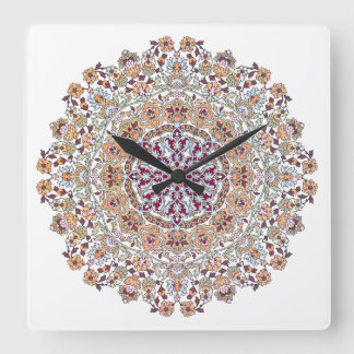 Tazhib decorado del arte persa, mandala persa vierkante klok