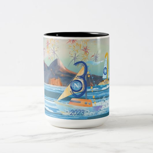 Tazza herdenking scudetto Napoli 2023 Tweekleurige Koffiemok (Center)