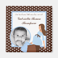 {TBA} 2 "x2" Blue Mod Mom Polk Aankondigingsmagnee